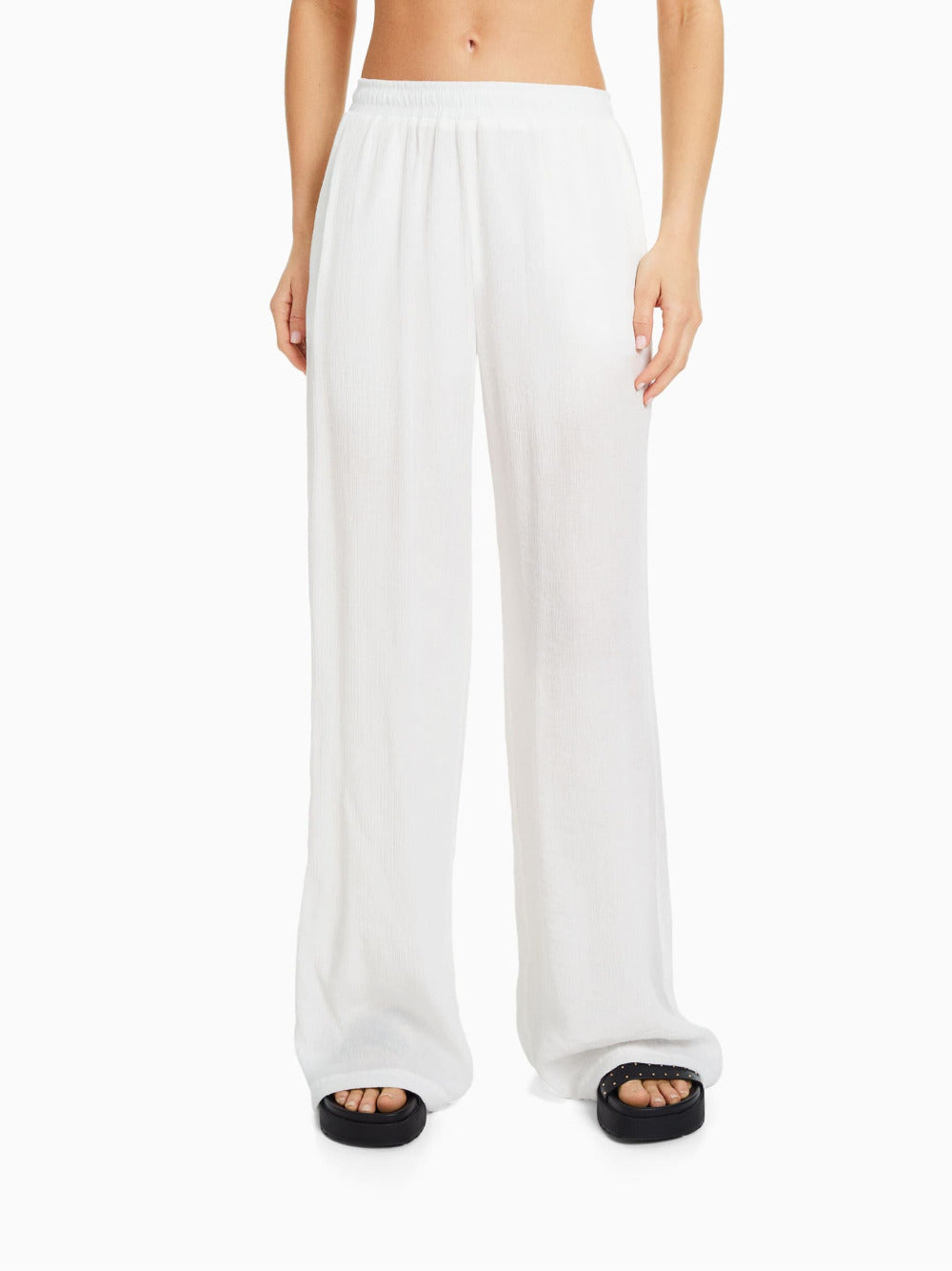 Wide-leg crepe trousers