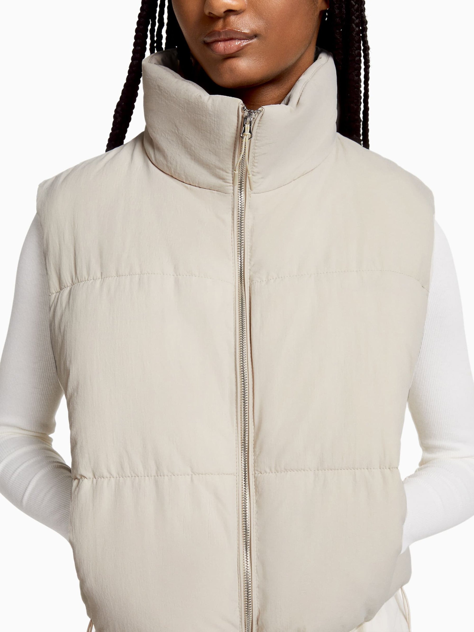 Lined nylon effect puffer vest
