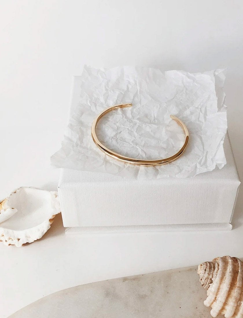 Brass Hammered Thin Cuff Bracelet