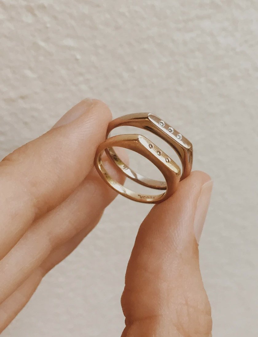 Diamond signet ring, Gold rings jewelry