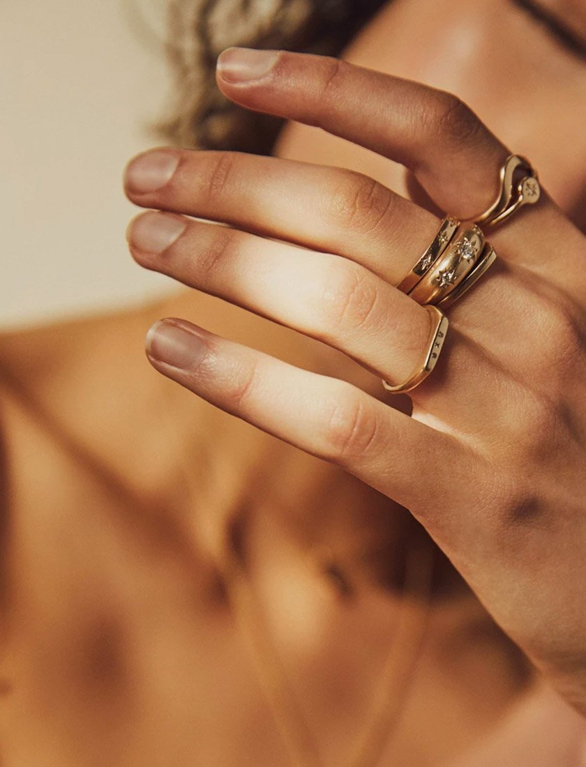 Diamond signet ring, Gold rings jewelry