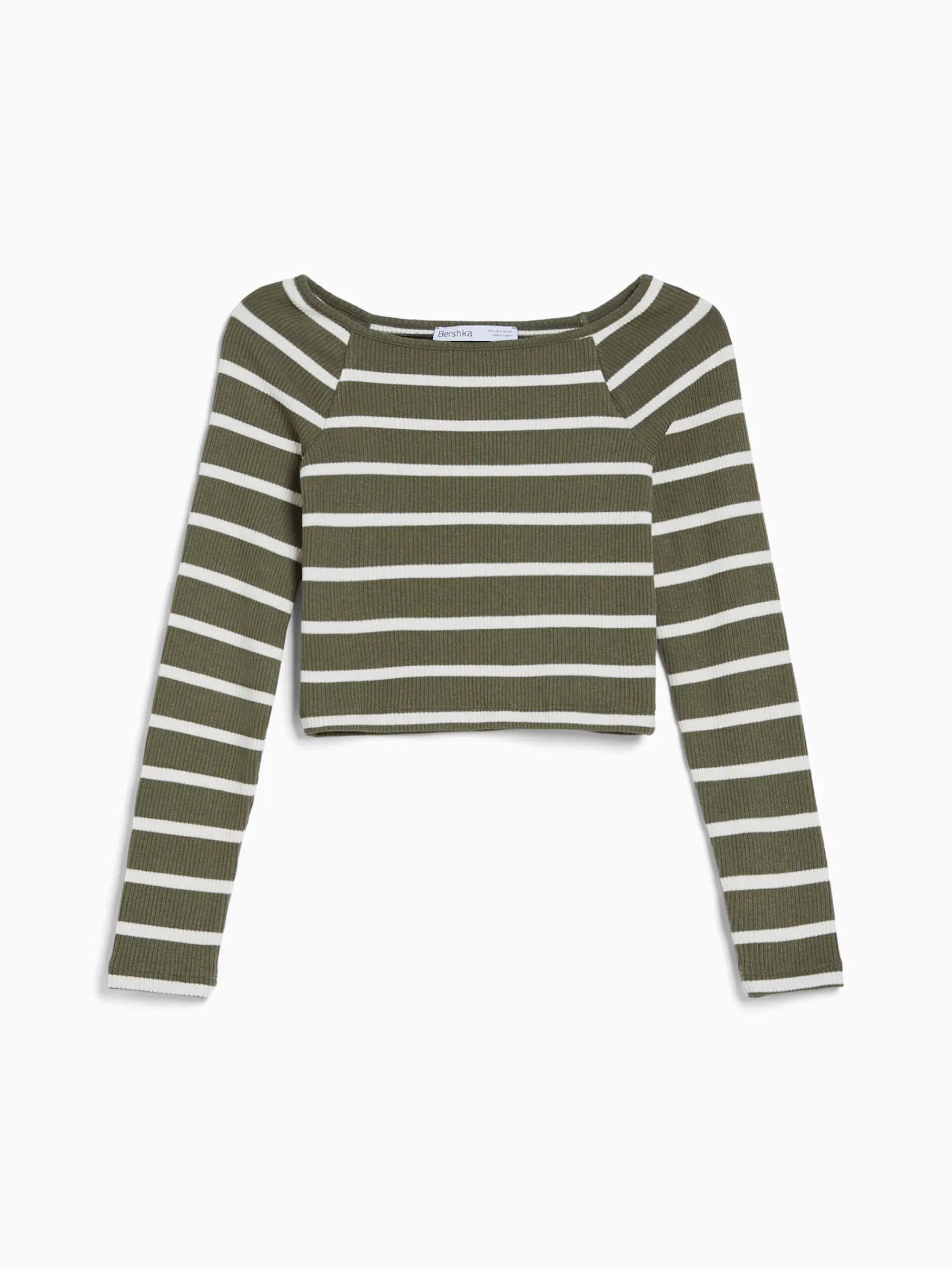 Striped long sleeve T-shirt with boat neck