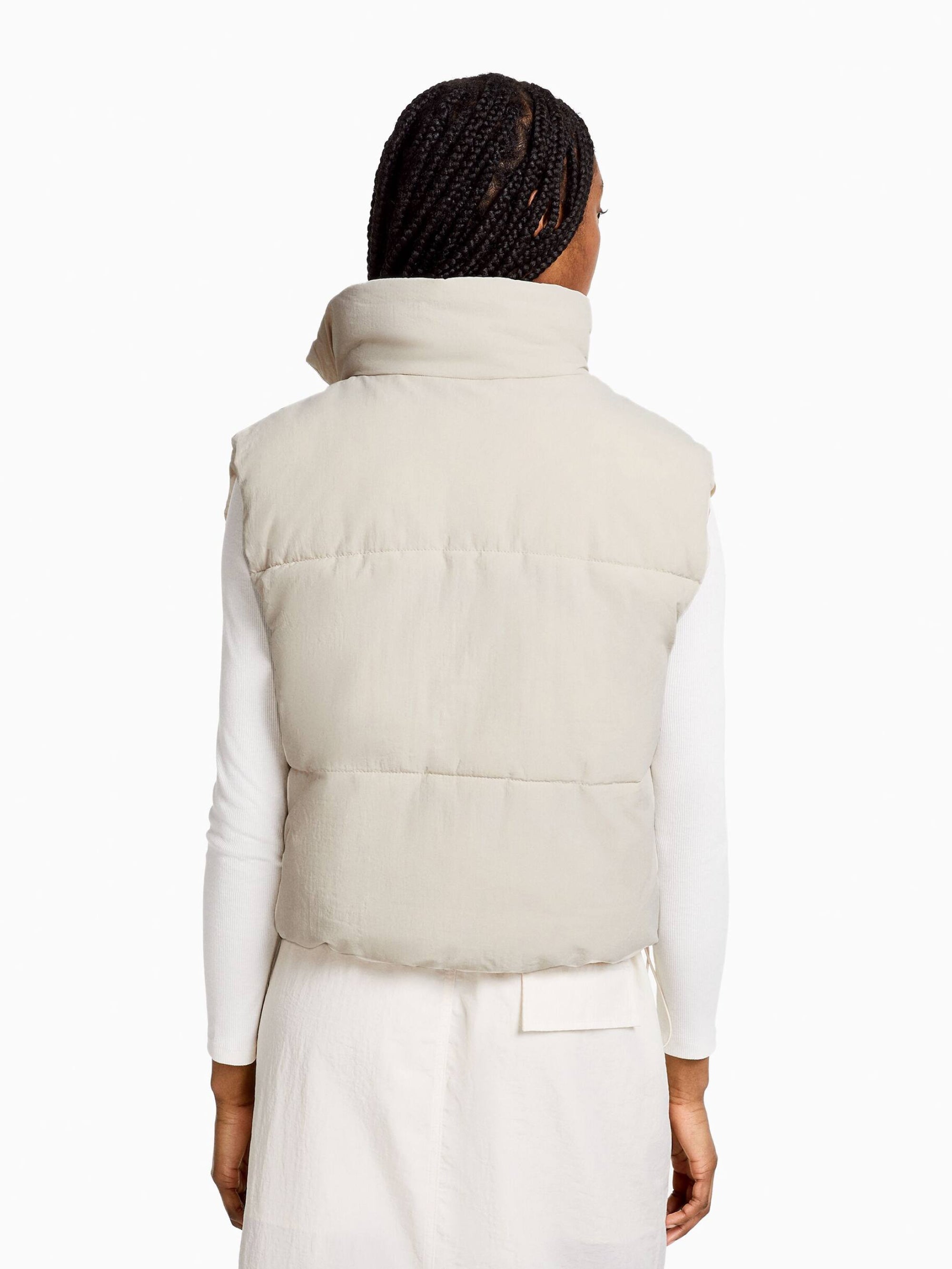 Lined nylon effect puffer vest