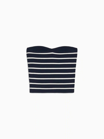 Striped knit bandeau crop top